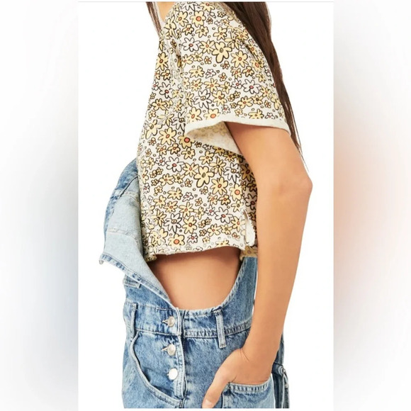 NWT We the Free (Free People) Sammie Crop Cotton Raglan Floral Tee Size Small - Picture 2 of 16